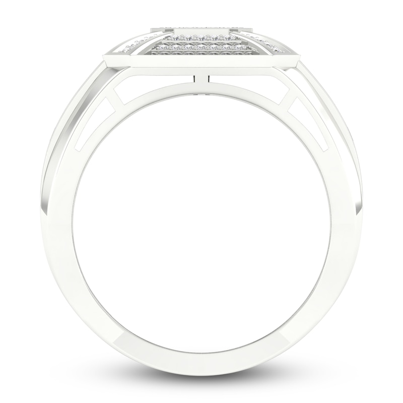 Main Image 3 of Men's Diamond Cross Ring 5/8 ct tw Round 10K White Gold