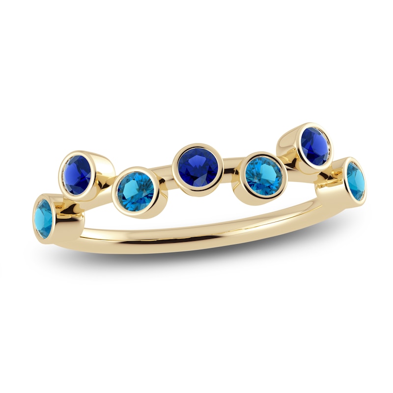 Juliette Maison Natural Blue Sapphire & Natural Blue Zircon Ring 10K Yellow Gold