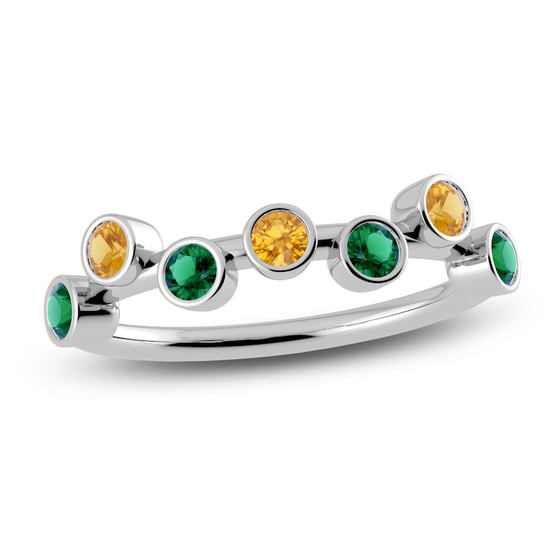 Main Image 1 of Juliette Maison Natural Emerald & Natural Citrine Ring 10K White Gold