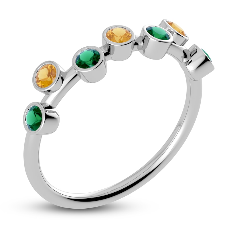 Main Image 2 of Juliette Maison Natural Emerald & Natural Citrine Ring 10K White Gold