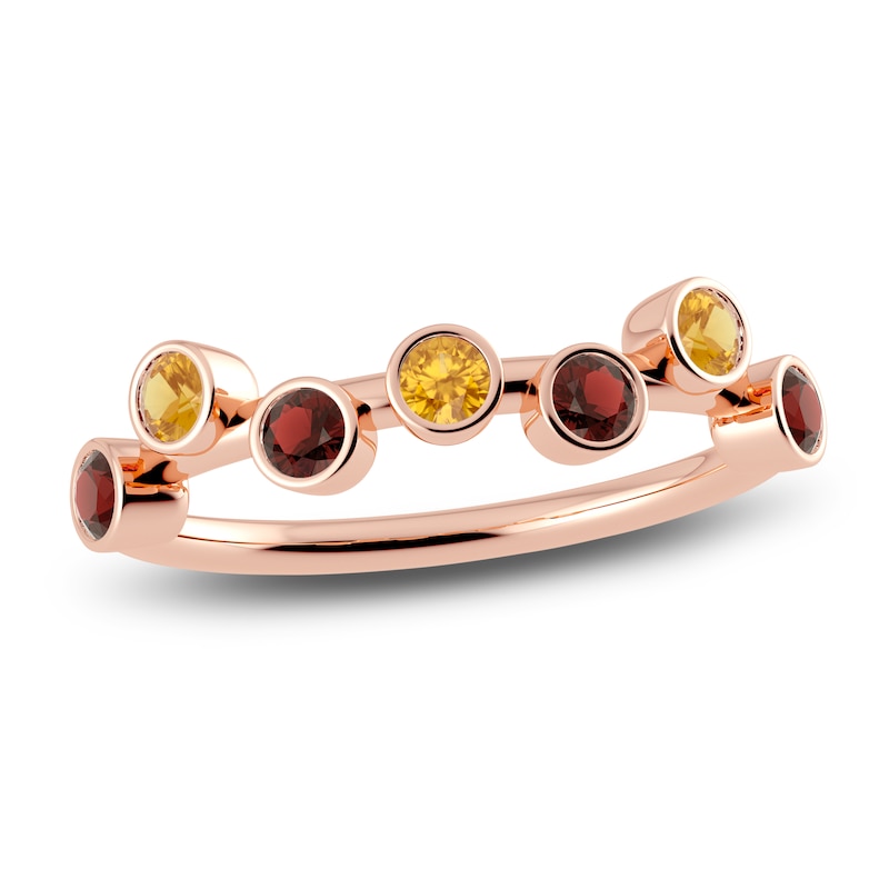 Juliette Maison Natural Citrine & Natural Garnet Ring 10K Rose Gold