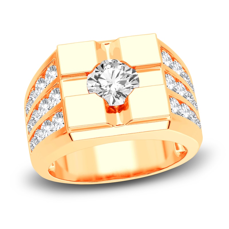 Men's Lab-Created Diamond Ring 3 ct tw Round 14K Yellow Gold | Jared