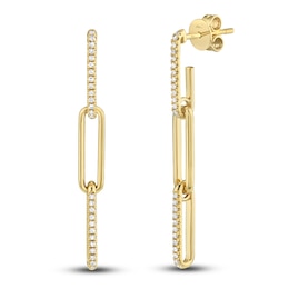 Shy Creation Diamond Paperclip Earrings 1/8 ct tw Round 14K Yellow Gold SC55009644