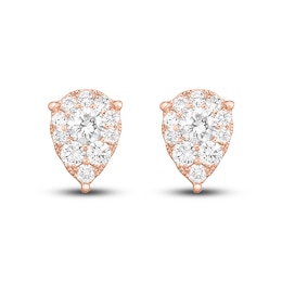 Diamond Teardrop Stud Earrings 3/8 ct tw Round 10K Rose Gold