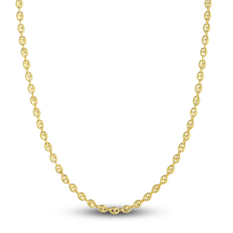 Main Image 1 of Hollow Puffy Mariner Link Necklace 14K Yellow Gold 4.5mm