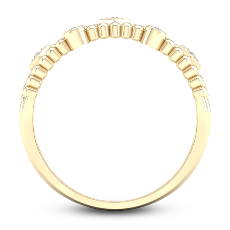 Main Image 4 of Diamond Beaded Bezel Wedding Band 1/10 ct tw Round 14K Yellow Gold