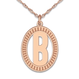 Initial Pendant Necklace 14K Rose Gold 18&quot;