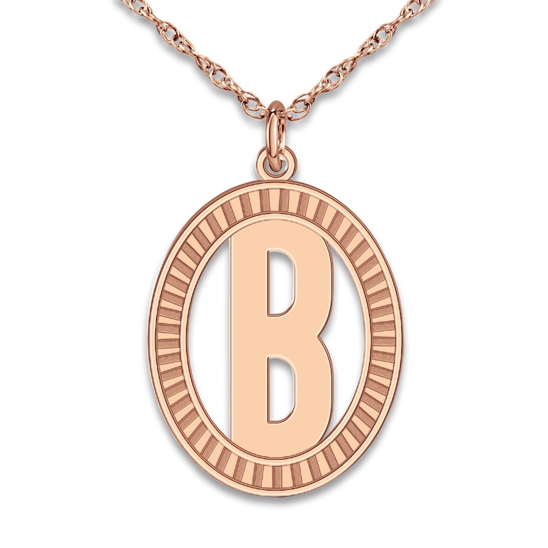 Main Image 1 of Initial Pendant Necklace 14K Rose Gold 18&quot;