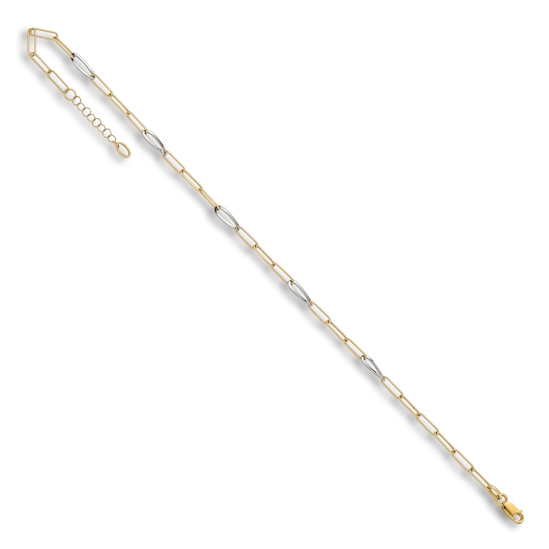 Main Image 2 of High-Polish Mirror Link Anklet 14K Two-Tone Gold 9"