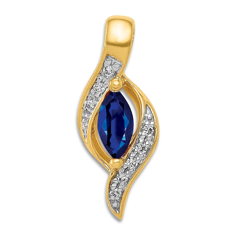 Natural Blue Sapphire Charm Diamond Accents 14K Yellow Gold | Jared