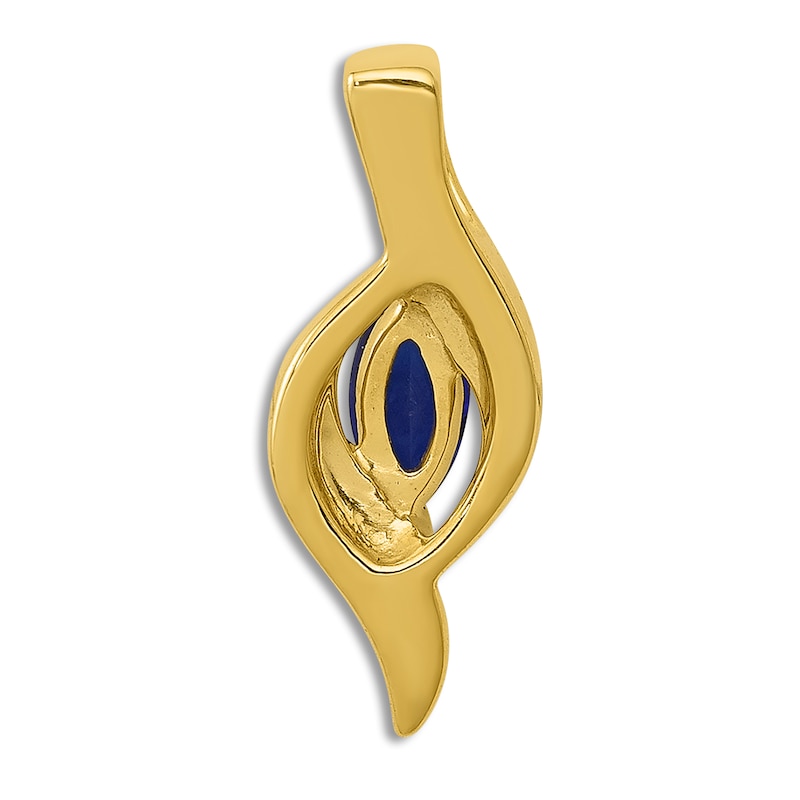 Main Image 3 of Natural Blue Sapphire Charm Diamond Accents 14K Yellow Gold