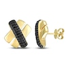 Thumbnail Image 1 of Y-Knot Men's Black Diamond Stud Earrings 3/8 ct tw Round 14K Yellow Gold