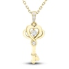 Thumbnail Image 0 of Diamond Heart Key Pendant Necklace 1/15 ct tw Round 10K Yellow Gold 18"