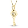 Thumbnail Image 1 of Diamond Heart Key Pendant Necklace 1/15 ct tw Round 10K Yellow Gold 18"