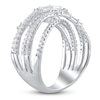 Thumbnail Image 2 of Diamond Fashion Ring 1 ct tw Round/Baguette 14K White Gold