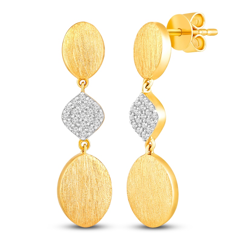 Main Image 1 of Diamond Drop Earrings 1/6 ct tw Round 14K Yellow Gold