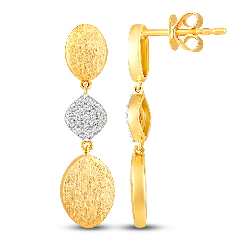 Main Image 2 of Diamond Drop Earrings 1/6 ct tw Round 14K Yellow Gold