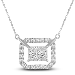 Diamond Necklace 1 ct tw Round 14K White Gold 17&quot;