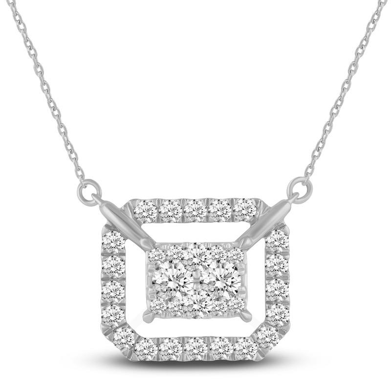 Main Image 1 of Diamond Necklace 1 ct tw Round 14K White Gold 17&quot;