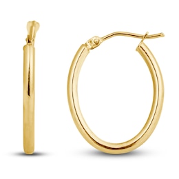 High-Polish Oval Hoop Earrings 14K Yellow Gold 18.0mm