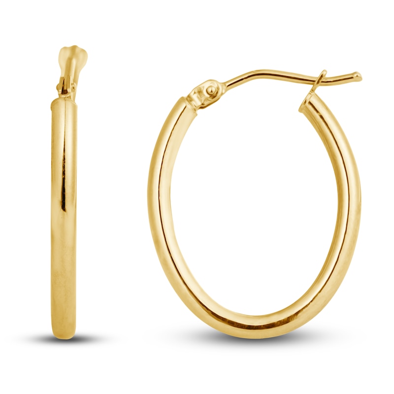 Main Image 1 of High-Polish Oval Hoop Earrings 14K Yellow Gold 18.0mm