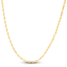 Men's Solid Diamond-Cut Rope Chain Necklace 14K Yellow Gold 20&quot; 3.5mm