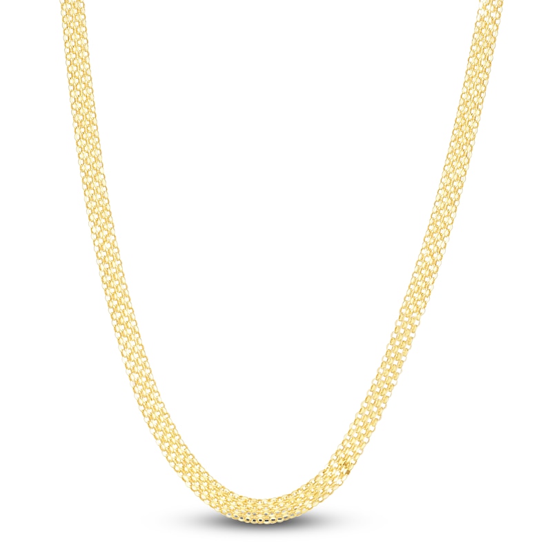 Hollow Bismark Chain Necklace 14K Yellow Gold 16" 4.7mm