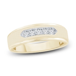 Men's Diamond Wedding Band 1/4 ct tw Round 14K Yellow Gold