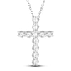 Thumbnail Image 1 of Lab-Created Diamond Cross Pendant Necklace 5-1/2 ct tw Round 14K White Gold