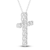 Thumbnail Image 2 of Lab-Created Diamond Cross Pendant Necklace 5-1/2 ct tw Round 14K White Gold