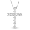 Thumbnail Image 3 of Lab-Created Diamond Cross Pendant Necklace 5-1/2 ct tw Round 14K White Gold