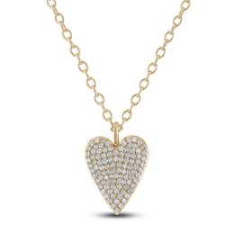 Reversible Black & White Diamond Heart Pendant Necklace 2-7/8 ct tw Round 14K Yellow Gold 18&quot;