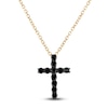 Thumbnail Image 1 of Black Diamond Cross Pendant Necklace 1/3 ct tw Round 14K Yellow Gold 18&quot;