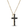 Thumbnail Image 2 of Black Diamond Cross Pendant Necklace 1/3 ct tw Round 14K Yellow Gold 18&quot;