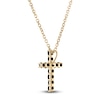 Thumbnail Image 3 of Black Diamond Cross Pendant Necklace 1/3 ct tw Round 14K Yellow Gold 18&quot;