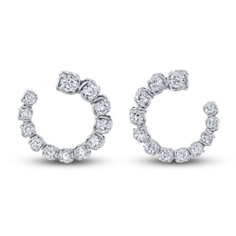 A Link Diamond Wrap Hoop Earrings 2 ct tw Round 18K White Gold