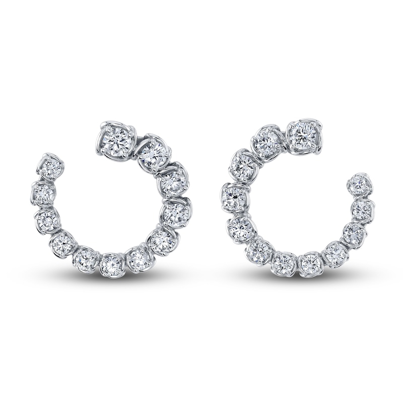 Main Image 1 of Matinee by A Link Diamond Wrap Hoop Earrings 2 ct tw Round 18K White Gold