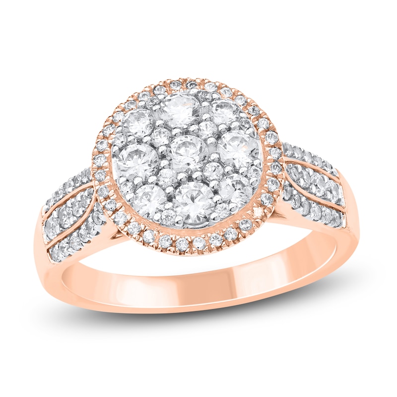 Main Image 1 of Diamond Cluster Engagement Ring 1 ct tw 14K Rose Gold