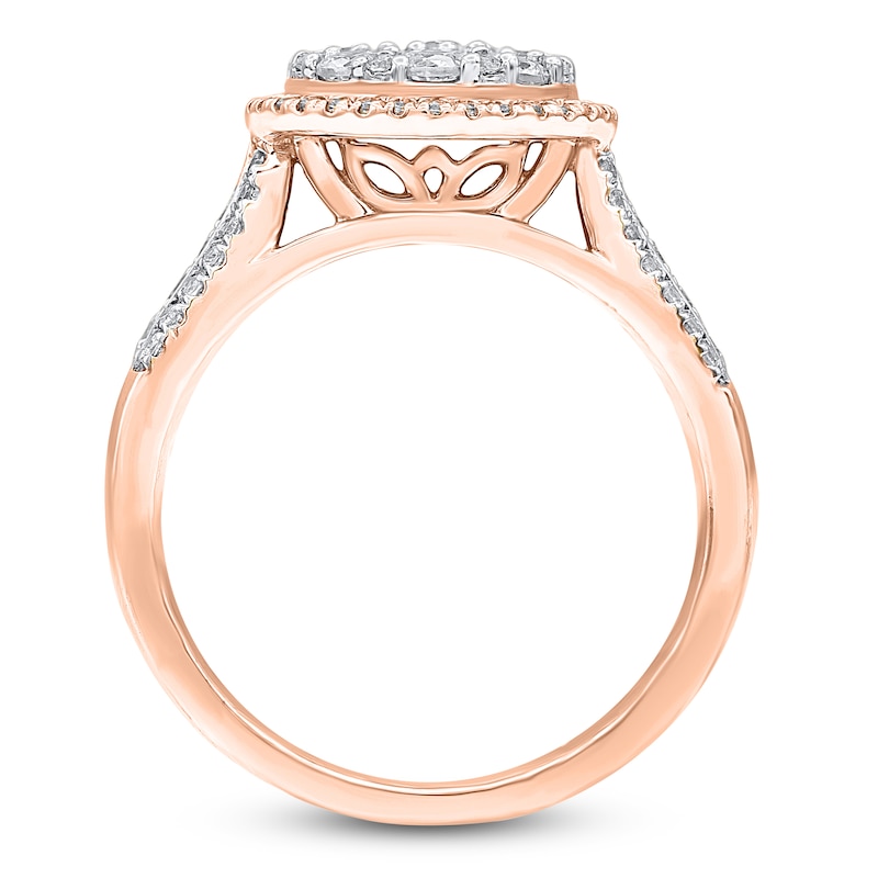 Main Image 2 of Diamond Cluster Engagement Ring 1 ct tw 14K Rose Gold