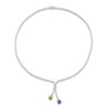 Thumbnail Image 1 of Le Vian Couture Cushion-Cut Natural Yellow & Purple Sapphire Dangle Necklace 3-1/6 ct tw Diamonds 18K Vanilla Gold