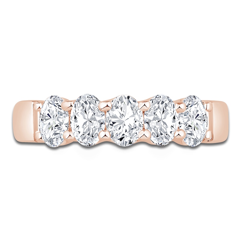 Main Image 3 of Oval-Cut Diamond 5-Stone Anniversary Band 1 ct tw 14K Rose Gold