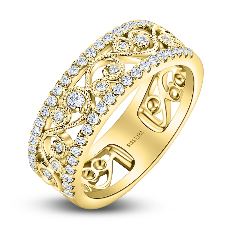 Main Image 2 of Kirk Kara Round Diamond 1/2 ct tw Wide Lace Wedding Band 14K Yellow Gold