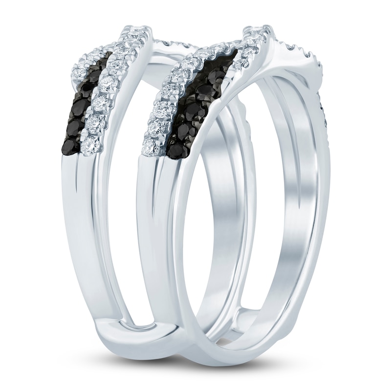 Black & White Diamond Crossover Enhancer Ring 3/4 ct tw 14K White Gold