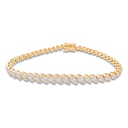 Baguette & Round-Cut Multi-Diamond Bracelet 2-1/8 ct tw 14K Yellow Gold 7&quot;