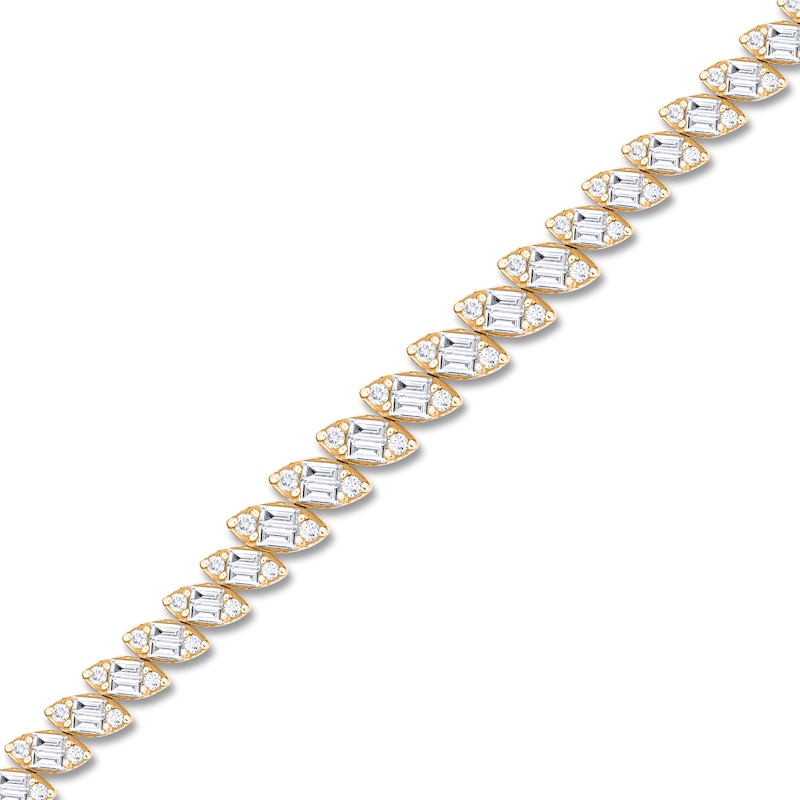 Main Image 3 of Baguette & Round-Cut Multi-Diamond Bracelet 2-1/8 ct tw 14K Yellow Gold 7&quot;