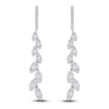 Thumbnail Image 1 of Baguette & Round-Cut Diamond Vine Hoop Drop Earrings 1 ct tw 14K White Gold