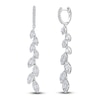 Thumbnail Image 2 of Baguette & Round-Cut Diamond Vine Hoop Drop Earrings 1 ct tw 14K White Gold