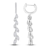 Thumbnail Image 3 of Baguette & Round-Cut Diamond Vine Hoop Drop Earrings 1 ct tw 14K White Gold