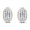 Thumbnail Image 1 of Baguette & Round-Cut Multi-Diamond Oval Stud Earrings 1/4 ct tw 14K Yellow Gold