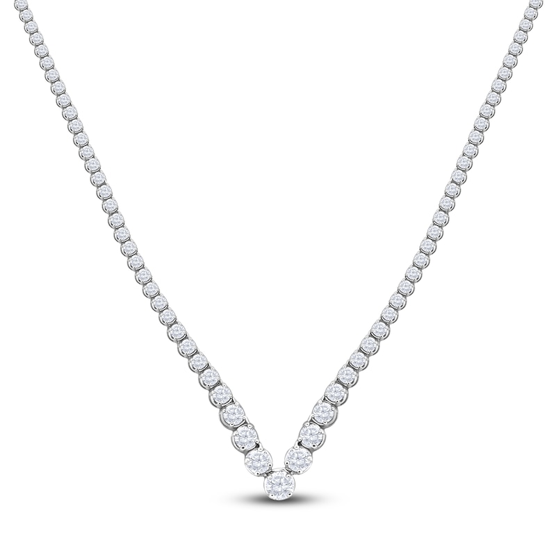 Main Image 1 of Diamond Riviera Chevron Necklace 5 ct tw 14K White Gold 16&quot;